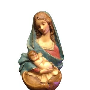 Vtg Virgin Mary Mother Madonna Baby Child 3D Wall Art Pocket Resin Christian